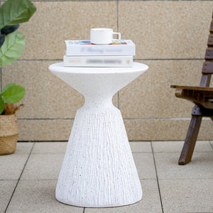 English Elm Outdoor Mgo Speckled Pedestal Side Table Retro Bohemian Accent for Patio or Living Room N765P382571W