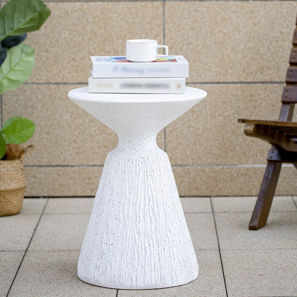 English Elm Outdoor Mgo Speckled Pedestal Side Table Retro Bohemian Accent for Patio or Living Room N765P382571W
