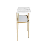 Tilly Glam 52" Curved Faux Marble Entry Table with Gold Metal Base - Modern Accent for Any Space