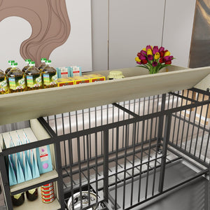 English Elm Large Iron Mdf Pet Enclosure with Storage Cabinet Rolling Casters and Steel Feeding Basins W3064P245384
