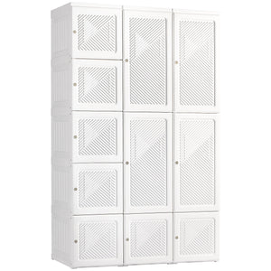 English Elm Homcom Portable Wardrobe Closet - Foldable Armoire With 11 Storage Compartments & Magnetic Doors W2225P173982