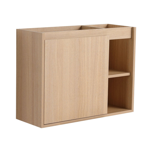 English Elm 26'' Wall-Mounted Bathroom Vanity with Glossy White Ceramic Sink, Soft-Close Door & Waterproof Finish Oak W999P310771