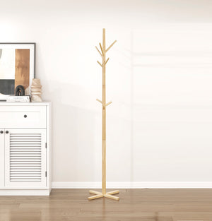 English Elm Natural Solid Wood Coat Rack 10-Hook 3-Tier Standing Hanger for Entryway Mudroom Scandinavian Style Natural 25.75 L x 5.5 W x 4 H B011P361962