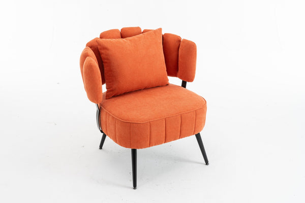 English Elm Decorative Chenille Barrel Tub Chair with Pocket Coil Cushion for Cozy Reading Nooks Orange W5188P462023