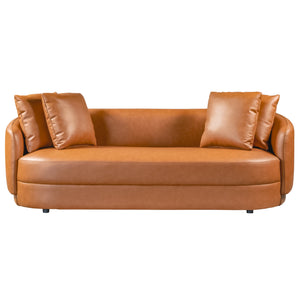 English Elm Ashcroft Furniture - Dylan Cognac Leather Sofa with Pocket Spring Comfort, Eucalyptus Frame, Soft High-Density Foam Seating B183P281234