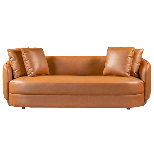 English Elm Ashcroft Furniture - Dylan Cognac Leather Sofa with Pocket Spring Comfort, Eucalyptus Frame, Soft High-Density Foam Seating B183P281234