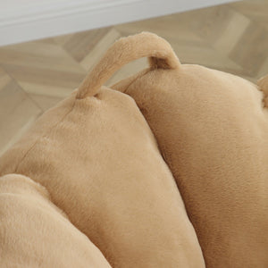 English Elm Giant Foam-Filled Bean Bag Chair with Footstool, Shell-Shaped Faux Fur Sofa for Gaming Reading уют khaki W2677P306796