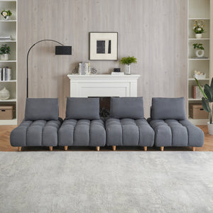 English Elm 120 Plush Teddy Sofa 120" Long Spacious 4-Seater with Solid Wood Frame, Spring Cushion Comfort Gray W1658S00071