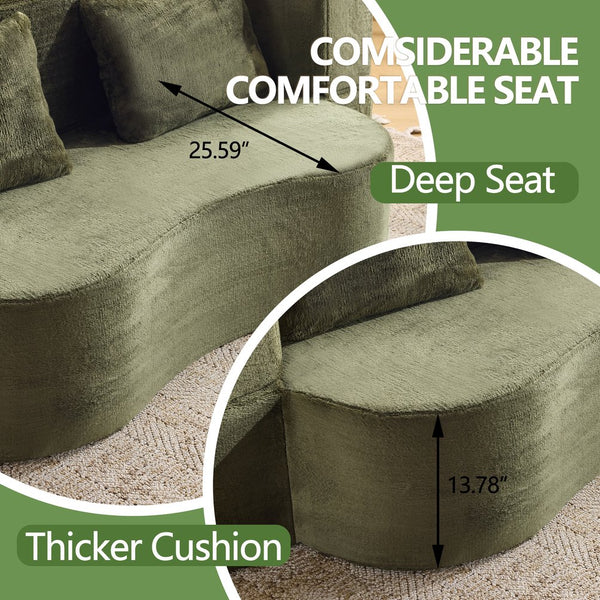 English Elm 71-inch plush folding sofa bed with high-density foam, faux fur futon convertible for guests and yoga Green W1829P362308