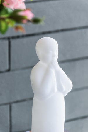 English Elm S/3 Serene White Standing Monks Set – See/Hear/Speak No Evil Tabletop Figurines for Zen Decor W2078P360879