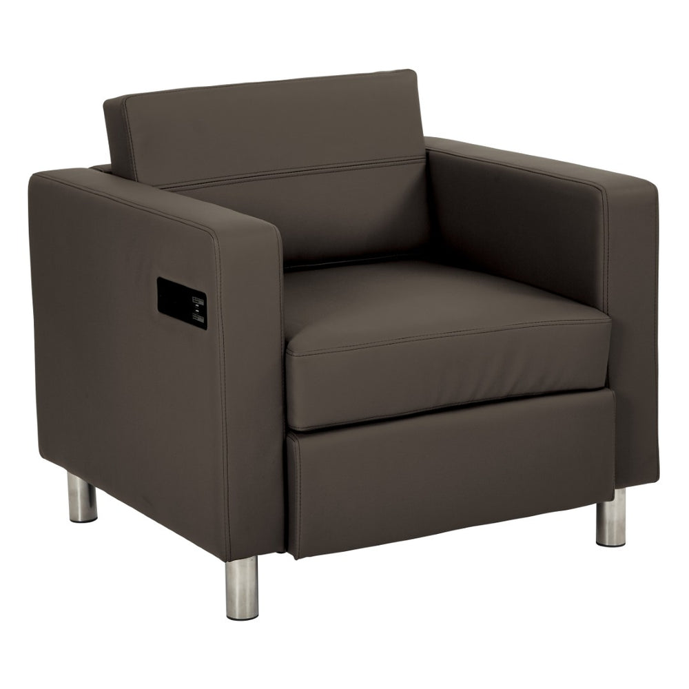 OSP Home Furnishings Atlantic Lounge Chair with Built-in Ac Outlet and Usb Port for Modern Living Spaces Graphite ATL51-R111