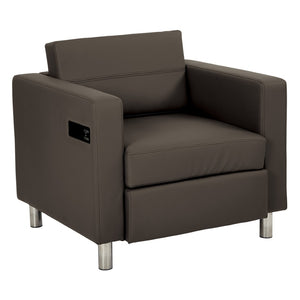 OSP Home Furnishings Atlantic Lounge Chair with Built-in Ac Outlet and Usb Port for Modern Living Spaces Graphite ATL51-R111