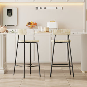 English Elm Counter Stools Set Of 2 - Chic Handwoven Paper Rope Bar Stools For Modern Boho Kitchen & Dining Spaces W1757P271584