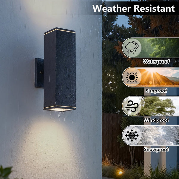 English Elm 12in Matte Black Aluminum Outdoor Wall Sconces up Down Lighting for Porch Patio Set of 4 W2312P416010
