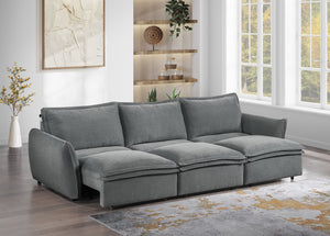 English Elm Eaden Gray Chenille Power Sofa with Sleeper, Full Foam Comfort, Solid Wood Frame, 105" Seat Width B2726S00523