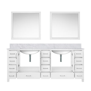 English Elm White Double Bath Vanity With Carrara Marble Top & Matching Mirrors - Elegant Storage Solution! B2731S00846-GIGA