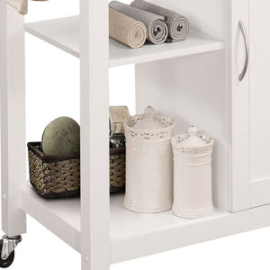 English Elm Ottawa Black Wooden Top Kitchen Cart with White Finish, Stemware Rack, Towel Bar, Locking Casters B2726P272329