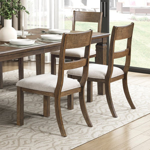 English Elm Contemporary Extendable Farmhouse Dining Set Birch Wood Table Six Upholstered Chairs B011S02463