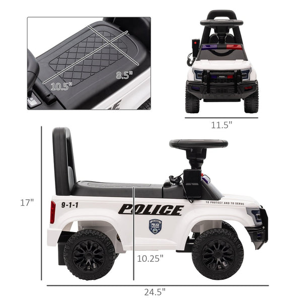 English Elm Aosom Kids Police Truck Ride on with Pa Speaker System and Under Seat Storage W2225P217707