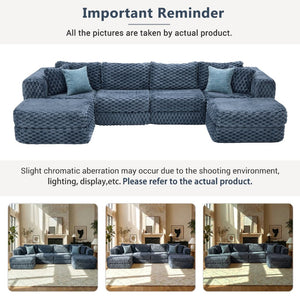 English Elm Swivel Barrel Accent Chair Chenille Tufted Round Club Seat for Living Room Lounge Blue N719S002360C
