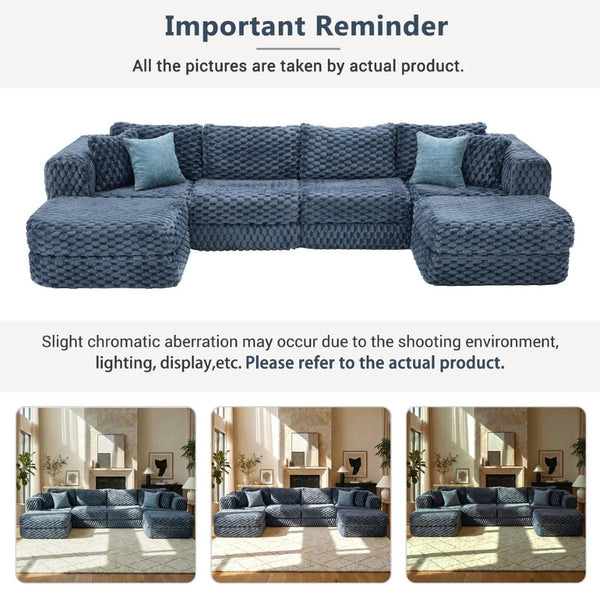 English Elm Swivel Barrel Accent Chair Chenille Tufted Round Club Seat for Living Room Lounge Blue N719S002360C