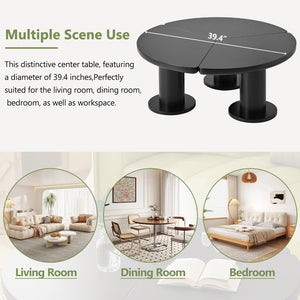 English Elm On-Trend 39.4'' Petal-Shaped Coffee Table - Minimalist Cream Center Table With Sturdy Three Legs N721P190396B-GIGA