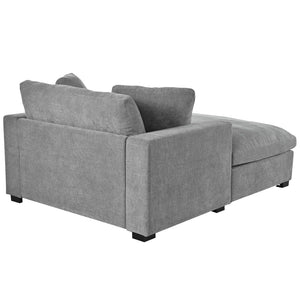 English Elm Mirod Oversized Chaise Lounge with Birch Legs Pillow Back Polyester Upholstered Seating Gray N760P196662E