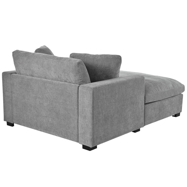 English Elm Mirod Oversized Chaise Lounge with Birch Legs Pillow Back Polyester Upholstered Seating Gray N760P196662E