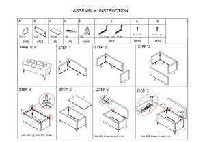 English Elm Upholstered Velvet Storage Bench 38.5"L x 17.8"W Contemporary Light Beige Seat with Gold Stainless Legs and Hidden Compartment for Entryway Bedroom Foot of Bed W2082P176730