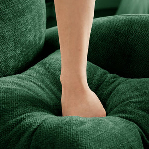 English Elm Cloud Sectional Sofa - Luxurious Green Chenille With Tufted Backrest & Modular Design For Any Space W714S01396