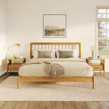 Spindle Midcentury Modern Solid Wood King Bed Caramel CMAB8BCA Walker Edison