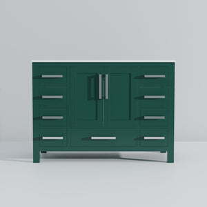 English Elm Green 48 in. Bath Vanity with Cultured Marble Top, Solid Wood, Soft-Close Drawers & Ample Storage B2731P259070