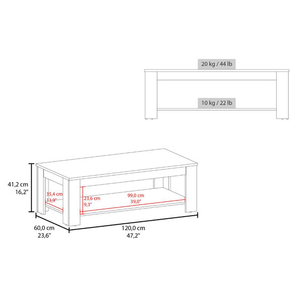 English Elm Wenge Rectangular Coffee Table With Lower Shelf – Modern Oak Design, Clean Lines & Functional Elegance B062P380044-GIGA