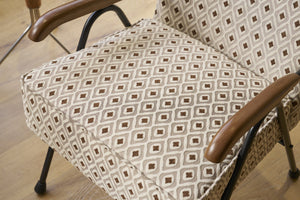 English Elm Pattern Modern Colorful Fabric Armchair with High Back and Wing Design, Sturdy Metal Frame, Oversized Cozy Seat for Living Room Reading Nook, Home Office, Bedroom Cream+Brown W2105P210243