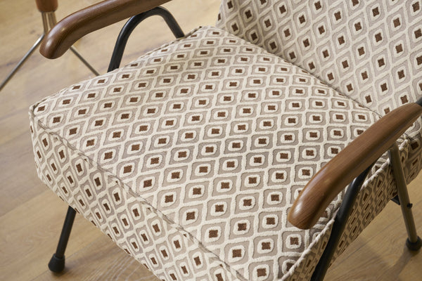 English Elm Pattern Modern Colorful Fabric Armchair with High Back and Wing Design, Sturdy Metal Frame, Oversized Cozy Seat for Living Room Reading Nook, Home Office, Bedroom Cream+Brown W2105P210243
