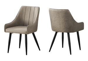 English Elm Dining Chair Set of 2 Upholstered Faux Leather with Vertical Tufting Padded Seat Tapered Legs taupe 28 L x 28 W x 24 H B2710P218836