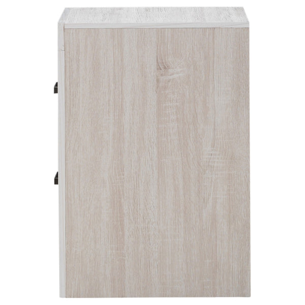 English Elm Brantford Barrel 2-Drawer Nightstand with Rustic Barrel Finish, Matte Bronze Handles, Ample Storage White B062P344907