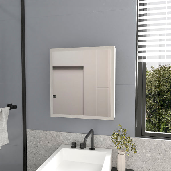 English Elm Medicine Cabinet Clayton White with Mirrored Door, Space-Saving Engineered Wood, Four Shelves, 27"x24" B092P238725