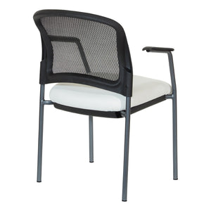 OSP Home Furnishings Progrid Mesh Back Stackable Chair with Titanium Frame for Conference Rooms Snow 86710R-R101