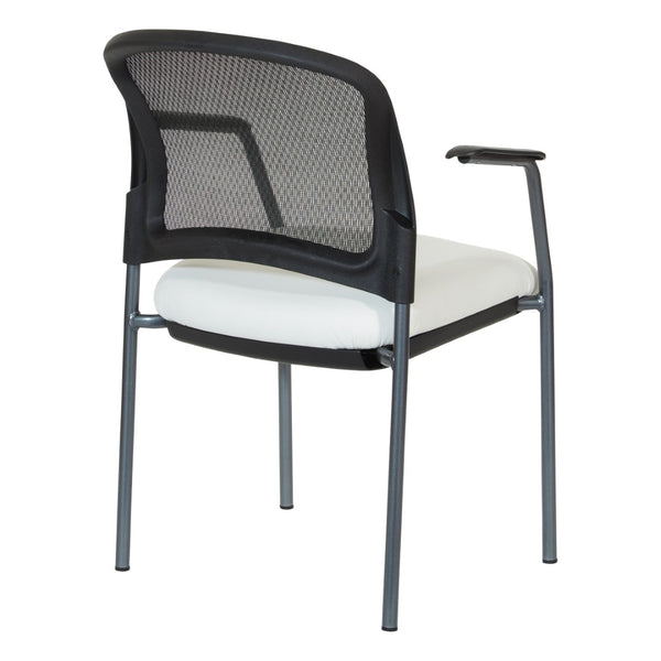 OSP Home Furnishings Progrid Mesh Back Stackable Chair with Titanium Frame for Conference Rooms Snow 86710R-R101