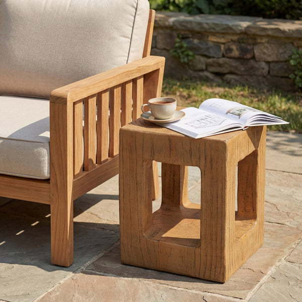 English Elm Mgo Handcrafted Side Table with Faux Wood Grain Finish for Living Room or Bedroom N772P408185W
