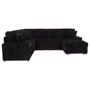 English Elm Thurston Corduroy Sectional Sofa with Hidden Chaise Storage and Pop-up Sleeper Black B062S01484