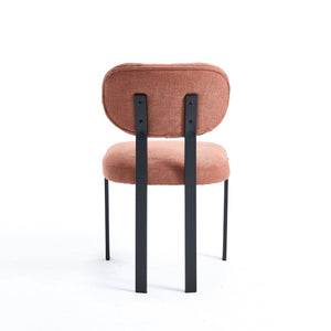 English Elm Modern Boucle Tufted Dining Chairs Set of 2 Mid-century Matte Leg Kitchen Seating Black,Orange W3244P296984