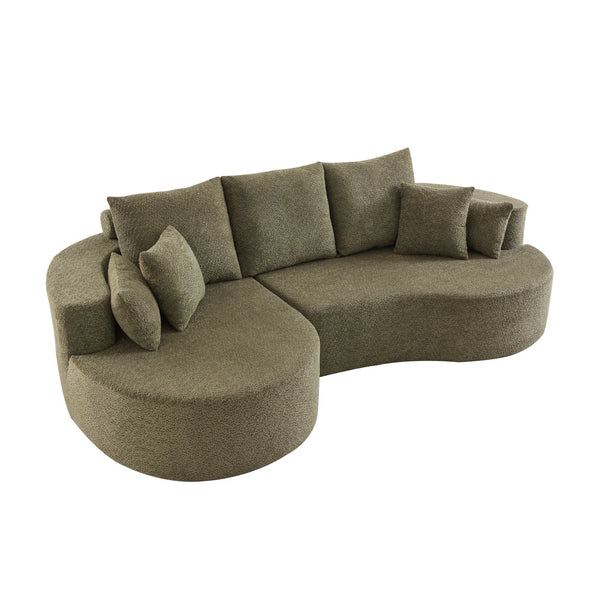 English Elm Christopher Knight Home® - 106 Cloud Curved Sectional Sofa with Chaise — Plush Chenille, High-Elastic Foam, No Assembly Required Green N773IS00013F