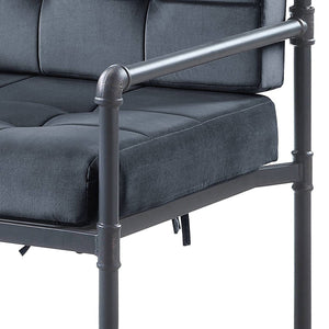 English Elm Grey Water-Pipe Accent Chair with Memory Foam Velvet Cushion, Sandy Grey Finish, Industrial Chic Elegance B062P185736