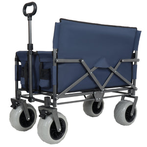 English Elm 3-in-1 Folding Utility Wagon Converts to Bench Seat with All-terrain Balloon Tires Dark Blue W2932P312718