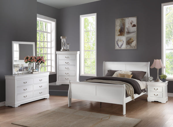 English Elm Louis Philippe Elegant White 2-Piece Bedroom Set - Eastern King Sleigh Bed & Nightstand Combo B2726S00166