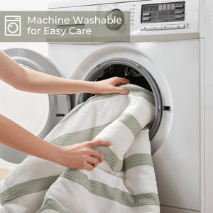 JLA Home Super Listing - Yarn-dyed Merritt striped comforter with woven tonal texture, subtle crinkle & all-season warmth, OEKO-TEX certified Sage Green AM10-0611