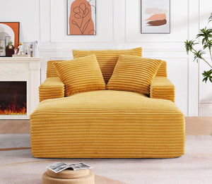 English Elm Cloudline Oversized Chaise Lounge Chair with Soft Corduroy Full Foam Cushioning, No Assembly Required Yellow B2735P271452