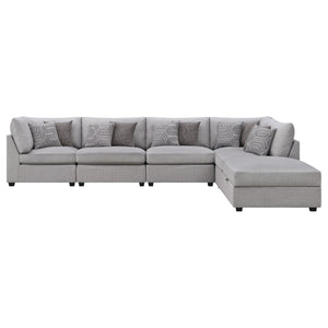 English Elm Lafayette Modular Sectional Sofa Six Piece Feather Down Cushions Contemporary Living Room B062S01447